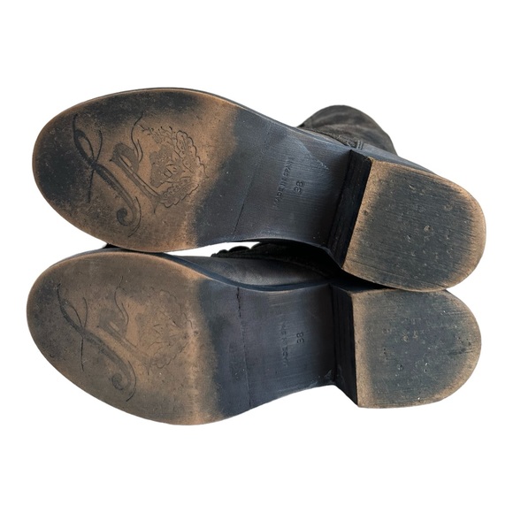 Free People Traveling Boot Suede Size 38/8 Leather Lace Up Combat Boots Gray - Picture 6 of 9